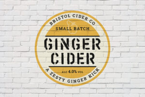 Ginger cider label graffitied onto a wall