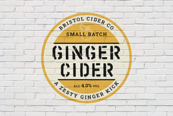 Ginger cider label graffitied onto a wall