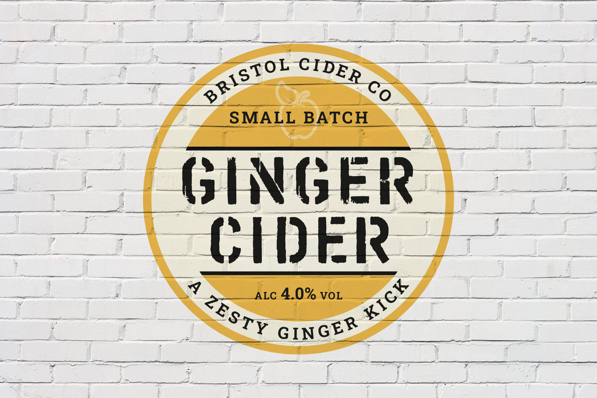 Ginger cider label graffitied onto a wall