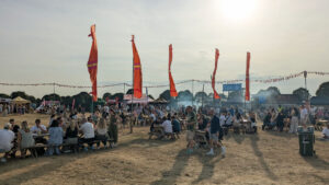 People eating and drinking at the Feast on Festival in Bristol